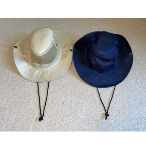 Set of two new mesh boonie hats navy blue and tan